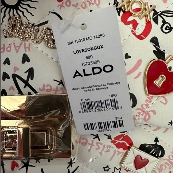 Aldo Lovesonggx Embellished Crossbody Bag Playful Love Theme Purse Multicolor - Picture 7 of 10